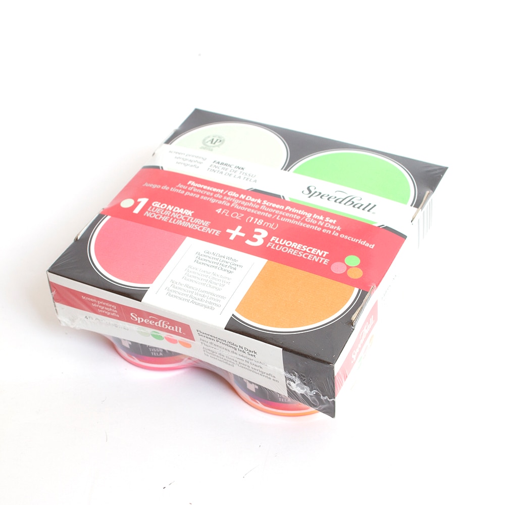 Speedball, Printmaking, Art & School, Night Glo, Fabric, Screen Printing, Ink, 4 Set, 87048